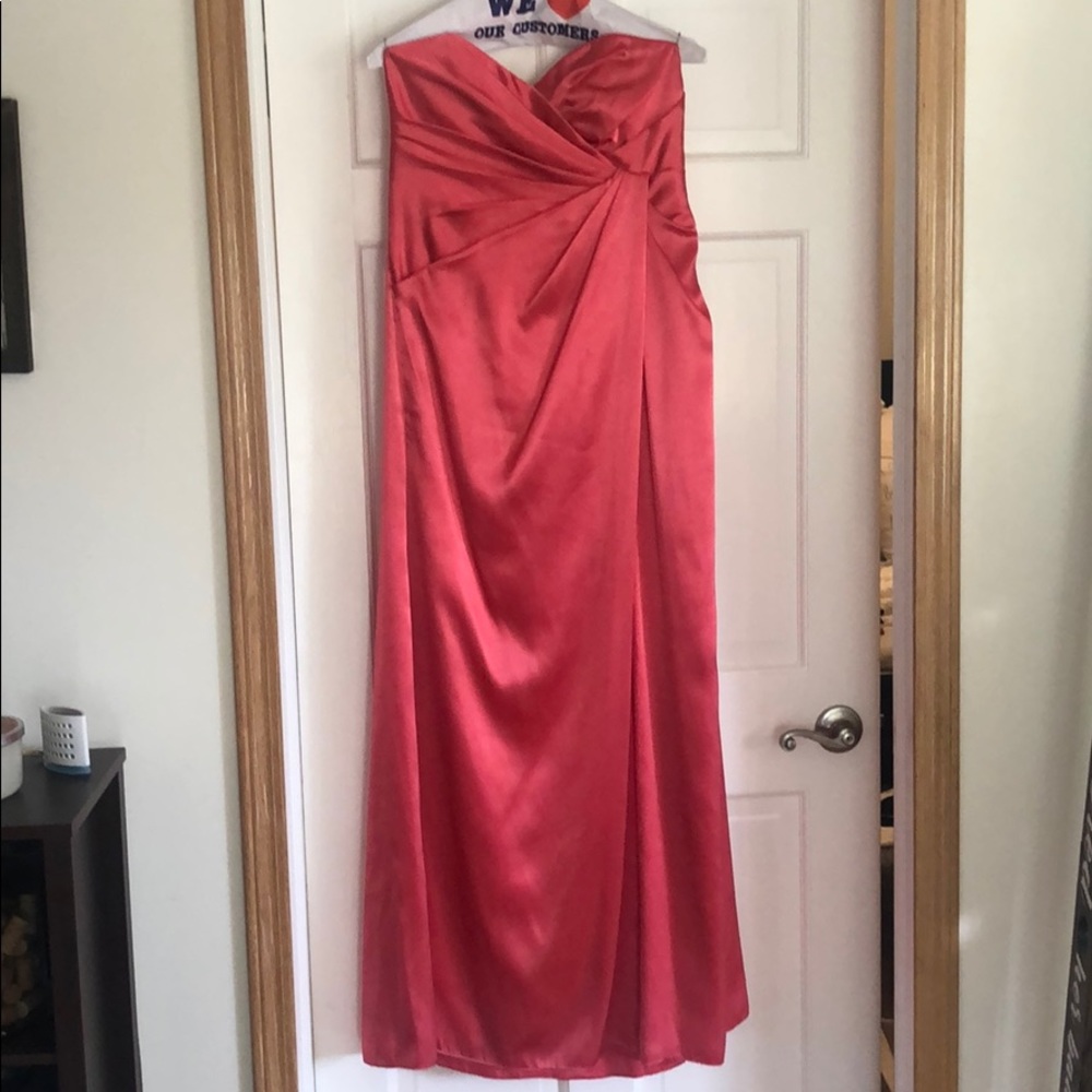 David’s bridal coral strapless dress